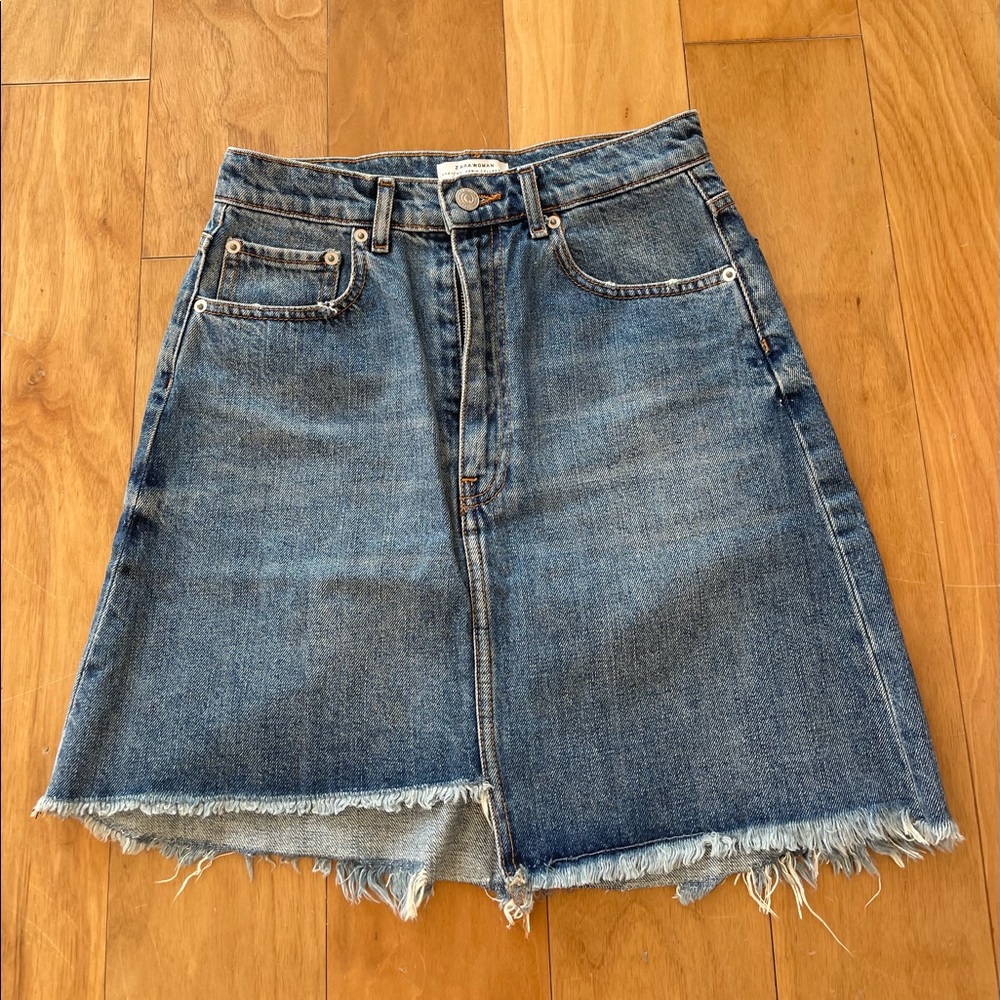Zara high waisted denim skirt